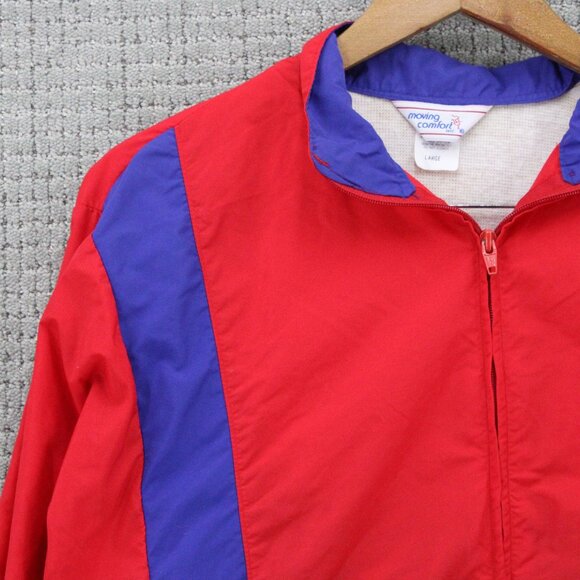 Moving Comfort Jacket Mens Large L Red & Blue Full Zip Retro Vintage 80s - Picture 3 of 9